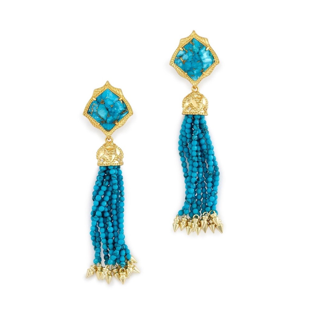 Kendra Scott Misha Earrings in Gold Bronze Veined Turquoise Magnesite